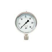 300L-402-0-30N | 4", 0-30 PSI, Stainless Steel x Stainless Steel, 1/2" Lower Mount Pressure Gauge