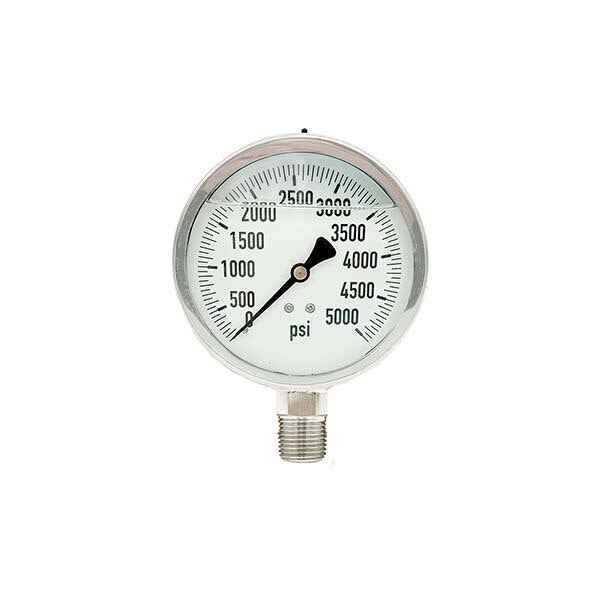 300L-402-0-5000N | 4", 0-5000 PSI, Stainless Steel x Stainless Steel, 1/2" Lower Mount Pressure Gauge