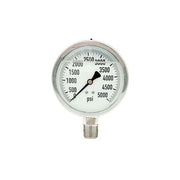 300L-402-0-5000N | 4", 0-5000 PSI, Stainless Steel x Stainless Steel, 1/2" Lower Mount Pressure Gauge