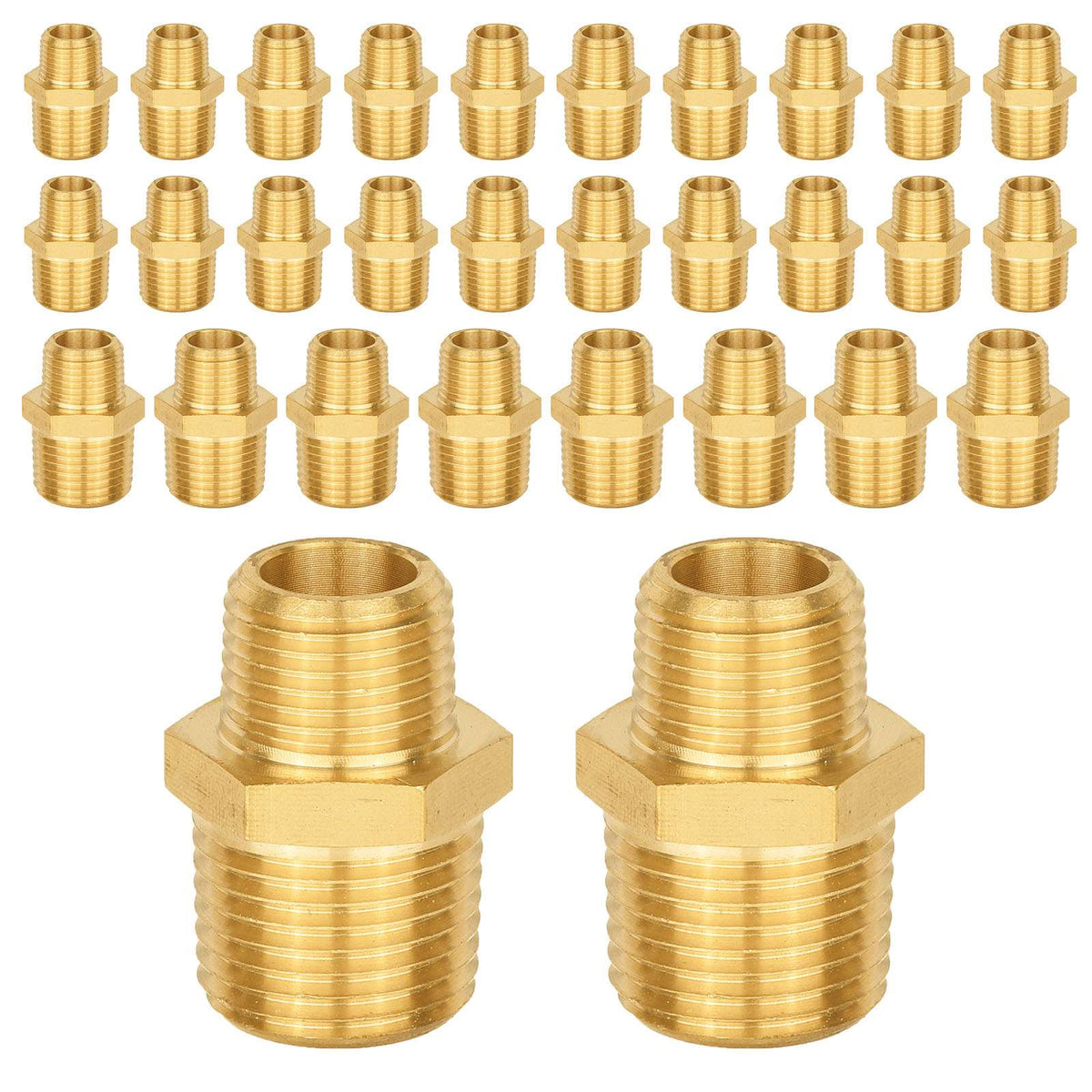 30 Pcs 3/4" X 1/2" Male NPT Brass Hex Connector
