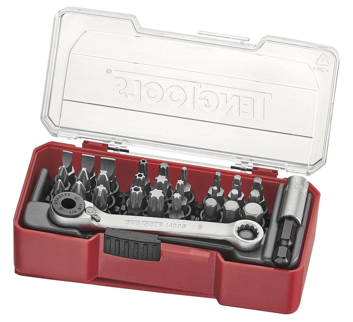 Teng Tools 29 Piece 1/4 Inch Hex Assorted Screwdriver Bits and Accessories Set - TJ1429