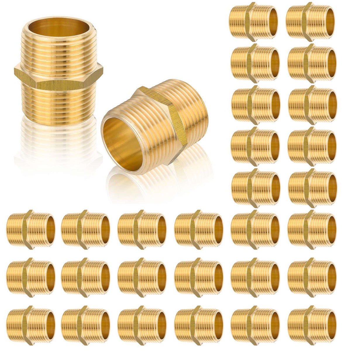 30 Pcs 1/2" Male NPT Brass Hex Connector