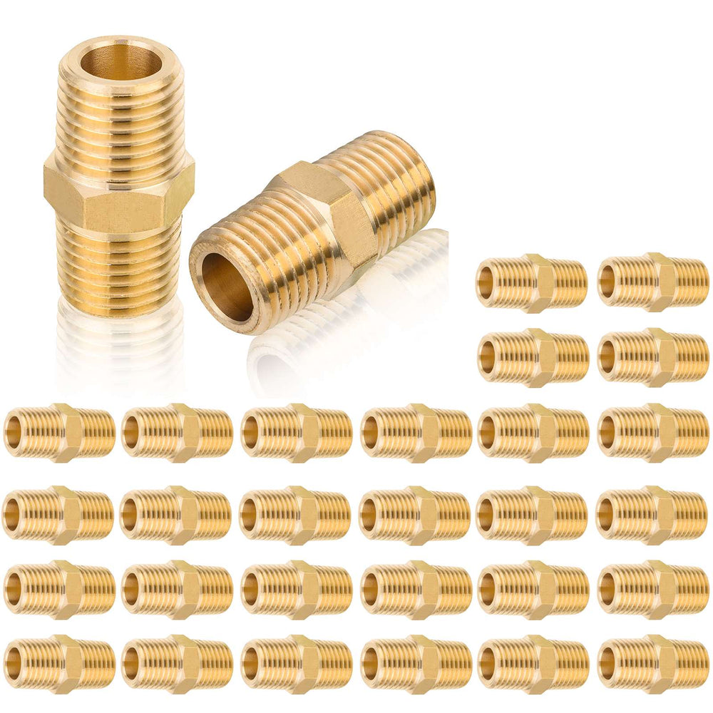 30 Pcs 3/8" Male NPT Brass Hex Connector