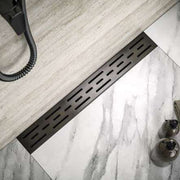 Linear Shower Drain 32" with Removable Grate, Matte Black Polished 304 Stainless Steel Shower Drain, Shower Drain, Floor Shower Drain with Hair Strainer, Adjustable Levelingft