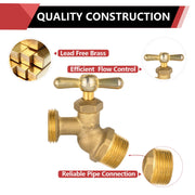 3/4" MIP x 3/4" MHT Brass No-Kink Hose Bibb (Lead Free)
