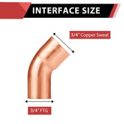 3/4" FTG x Copper 45° Street Elbow