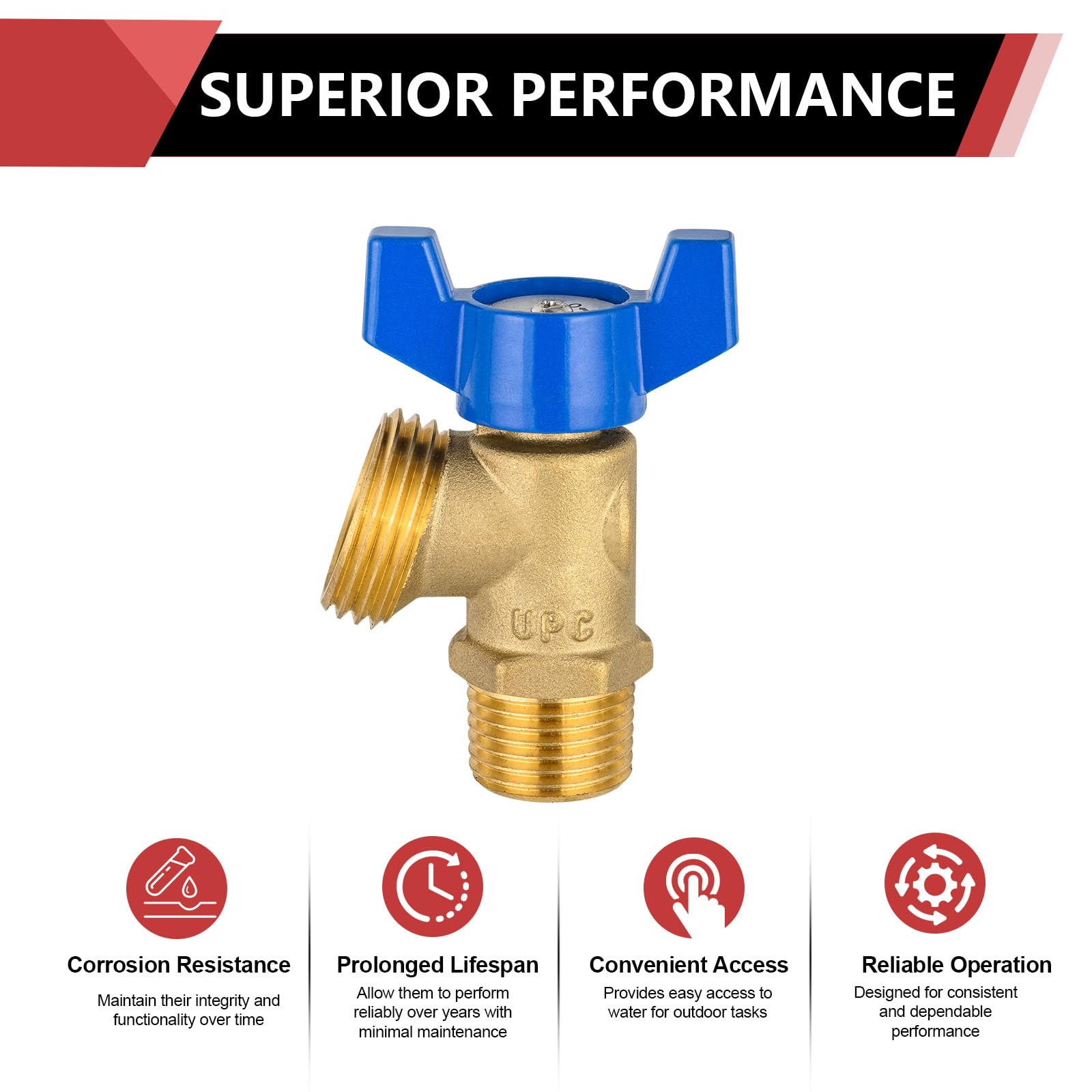 3/4" MIP x 3/4" MHT Boiler Drain Valve,1/4 Turn
