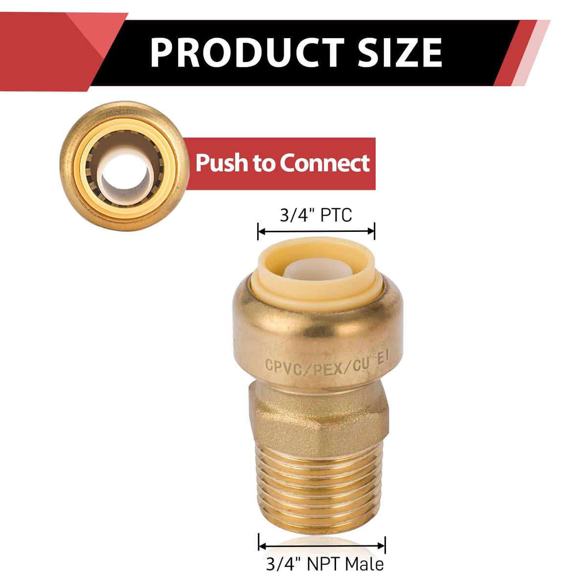 3/4" x 3/4" M Push Fit Male Adapter