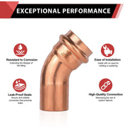 1" 45° Press Copper Street Elbow (Lead Free)