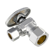 1/2" Nominal (5/8" OD) Compr. x 3/8" OD Compr. Angle Stop Valve, 1/4 Turn (Lead Free)