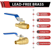 1/2" PEX Crimp X 1/2" Sweat Ball Valve, Blue (Lead Free)