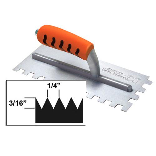 3/16 in x 1/4 in Kraft Tools V-Notch Trowel w/ Proform Handle