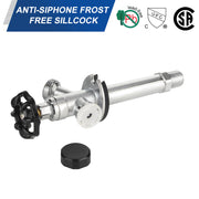 1/2" MIP x 3/4" Hose Bibb, 6" Anti Siphon Frost Free Sillcock