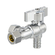 1/2" PEX Crimp x 3/8" ODx 3/8" OD Compr. Split Angle Stop Valve, Quarter Turn (Lead Free)