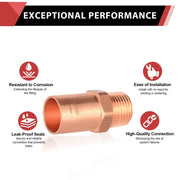 30 Pcs 3/4" FTG Press x 1/2" Male Threaded Copper Street Adapter (Lead Free)
