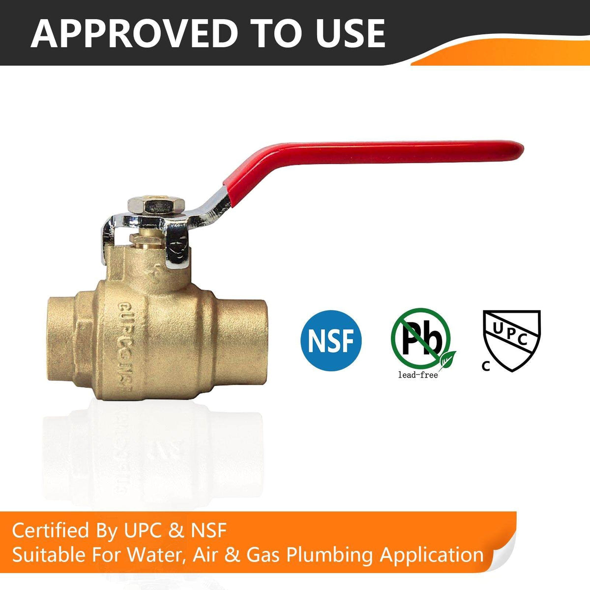 1" Sweat Ball Valve, Red (Lead Free)