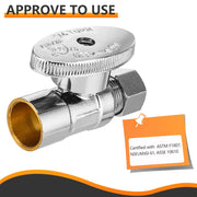10 Pcs 1/2" Sweat x 3/8" OD Compr. Straight Stop Valve, 1/4 Turn (Lead Free)