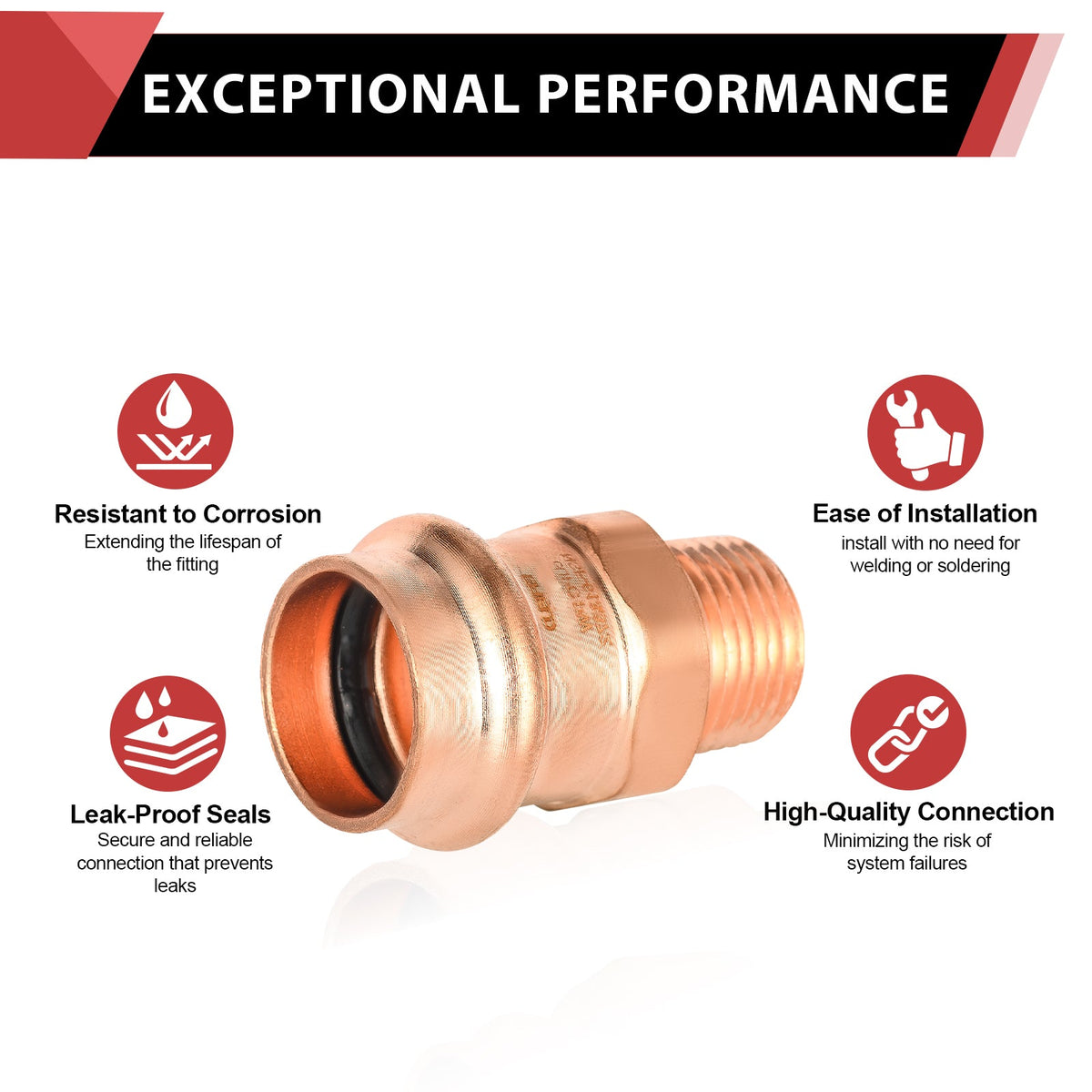 3/4" Press Copper x 1/2" Male Threaded Adapter (Lead Free)