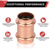 30 Pcs 1" Press Copper Coupling NO Stop (Lead Free)