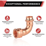 30 Pcs 3/4" Copper Press Female Elbow (Lead Free)