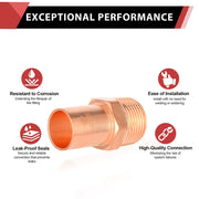 30 Pcs 1/2" FTG Press Copper x Male Threaded Street Adapter (Lead Free)