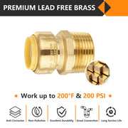 30 Pcs 1/2" x 3/4" M Push Fit Male Adapter