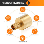 30 Pcs PEX-B Crimp 1/2" PEX x 3/4" Female Copper Sweat Sweat Coupling (Lead Free)