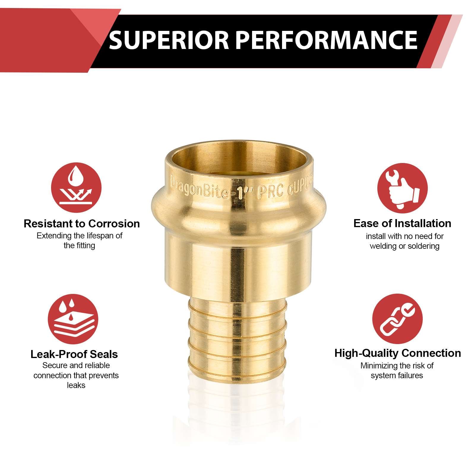 1" Press x 1" PEX Crimp Brass Adapter (Lead Free)