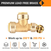 30 Pcs 3/4" x 1/2" x 3/4" Push Fit Tee