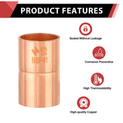 1-1/4" Copper Coupling With Rolled Stop