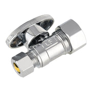 10 Pcs 1/2" Nominal (5/8" OD) Compr. x 3/8" OD Compr. Straight Stop Valve, 1/4 Turn (Lead Free)