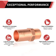 3/4" FTG Press x 1/2" Male Threaded Copper Street Adapter (Lead Free)