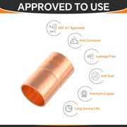 3/4" Copper Coupling With Rolled Stop
