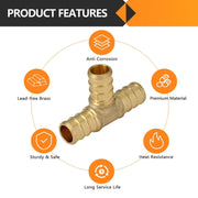 30 Pcs PEX-B Crimp 1/2" PEX x 1/2" PEX x 1/2" PEX Tee (Lead Free)