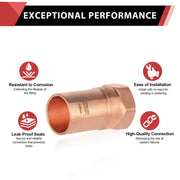 30 Pcs 1" FTG Press x 3/4" Female Threaded Street Copper Adapter (Lead Free)