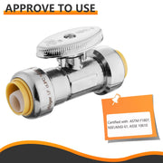 10 Pcs 1/2" Push Connect x 1/2" Push Connect Straight Stop Valve, 1/4 Turn (Lead Free)