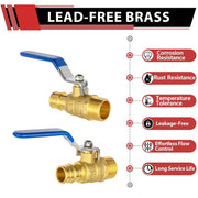 3/4" PEX-A Expansion X 3/4" MNPT Ball Valve, Blue (Lead Free)