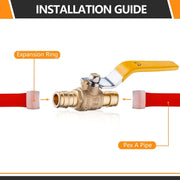 3/4" PEX Expansion Ball Valve, Yellow (Lead Free)