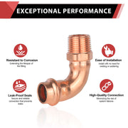 30 Pcs 3/4" Copper Press Male Elbow (Lead Free)