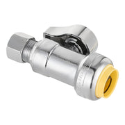 1/2" Push Connect x 3/8" Compr. Straight Stop Valve, New Handle, 1/4 Turn (Lead Free)