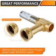 3/4" Swivel FHT x 3/4" MHT Water Hammer Arrestor Tee for Washing Machine, Stainless Steel