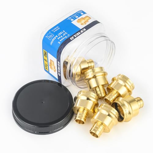Pro 6-Pack 1" Press x 3/4" PEX Crimp Brass Adapter (Lead Free)