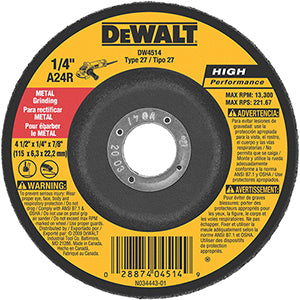 4 1/2 in DeWALT Type 27 HP A24R Metal Grinding Wheel