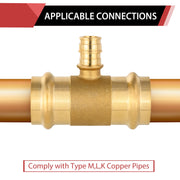 1" x 1" x 3/4" Press x Press PEX Expansion Brass Tee (Lead Free)