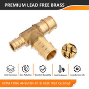 PEX A Expansion 3/4" x 1/2" x 3/4" PEX Expansion Reducing Tee (Lead Free)