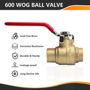 3/4" Sweat Ball Valve, Red (Lead Free)