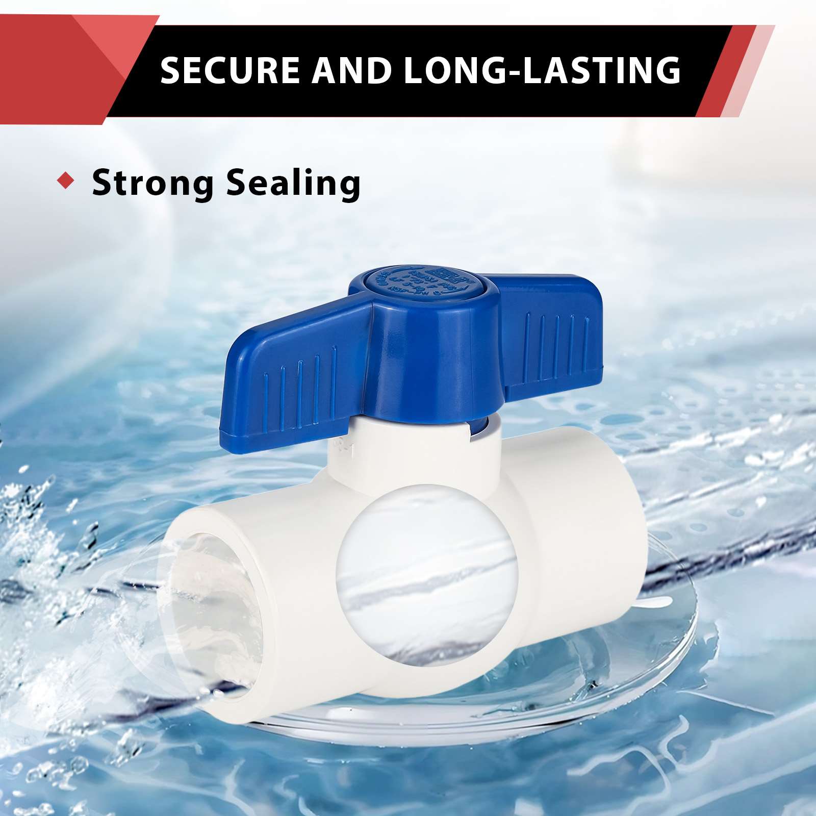 10 Pcs 1/2" PVC Ball Valve, Solvent Weld, Sch. 40