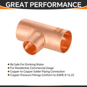 1" x 1" x 1/2" Copper Reducing Tee