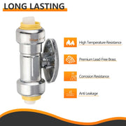 1/2" Push Connect x 1/2" Push Connect Straight Stop Valve, 1/4 Turn (Lead Free)