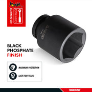 Teng Tools 1/2 Inch Drive DIN 6 Point Metric Short Reach Stubby Chrome Molybdenum Impact Sockets